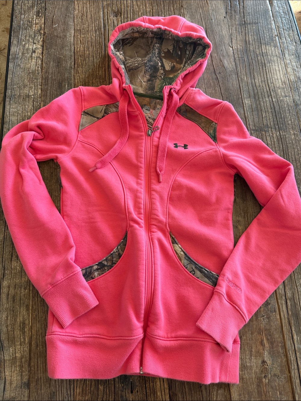 Fun Under Armour Pink Women's Zip Hoodie with Camo Accents